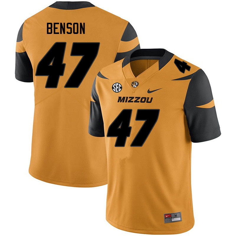 Men #47 Stephen Benson Missouri Tigers College Football Jerseys Sale-Yellow - Click Image to Close
